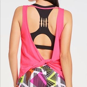 Hot pink open back tank top